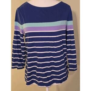 Appleseeds Petite Women's Striped Top Size PM Blue Purple